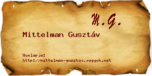 Mittelman Gusztáv névjegykártya